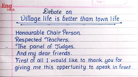 village life is better than city life debate points